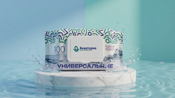 Универсальные влажные салфетки «Акватория», 100 шт., с клапаном